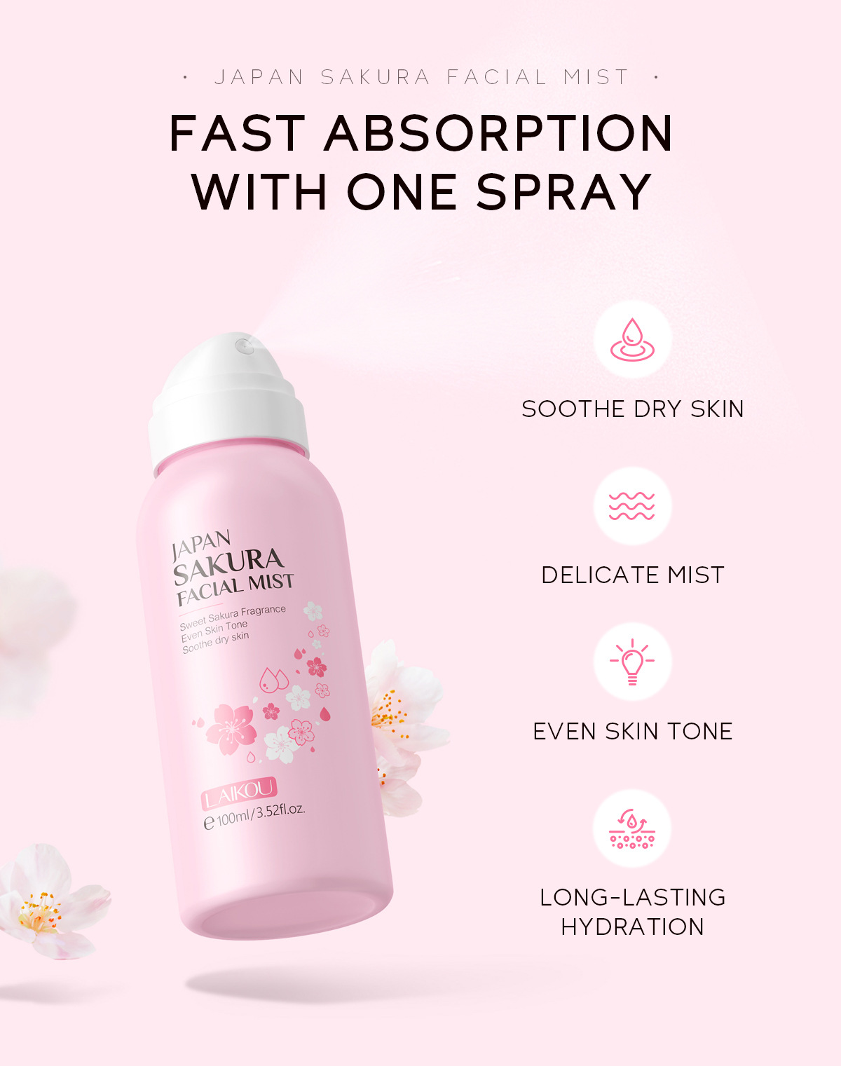 LAIKOU Sakura Facial Mist Brig - Skincare Niacinamide recension och pris