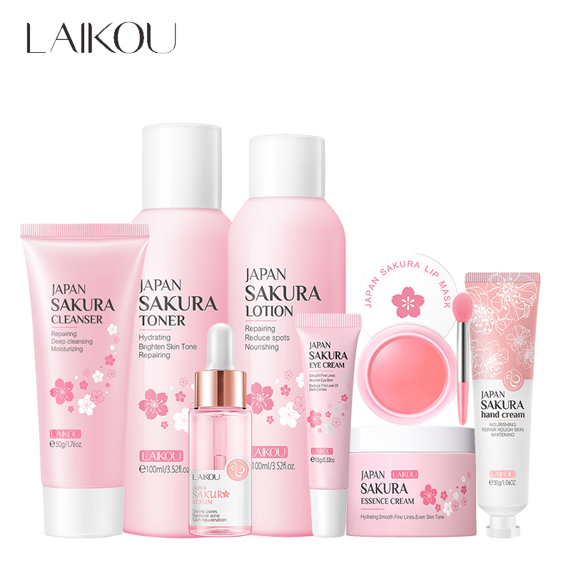LAIKOU 8Pcs Sakura Facial Skin - Skincare Niacinamide recension och pris